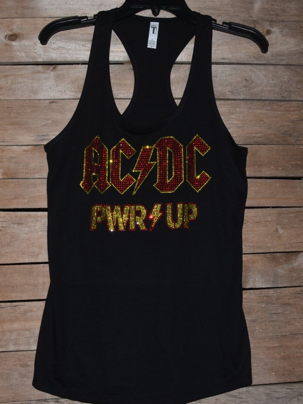 AC/DC Rhinestone bling racer back tank top XS, S, M, L, XL, 2XL ACDC AC DC